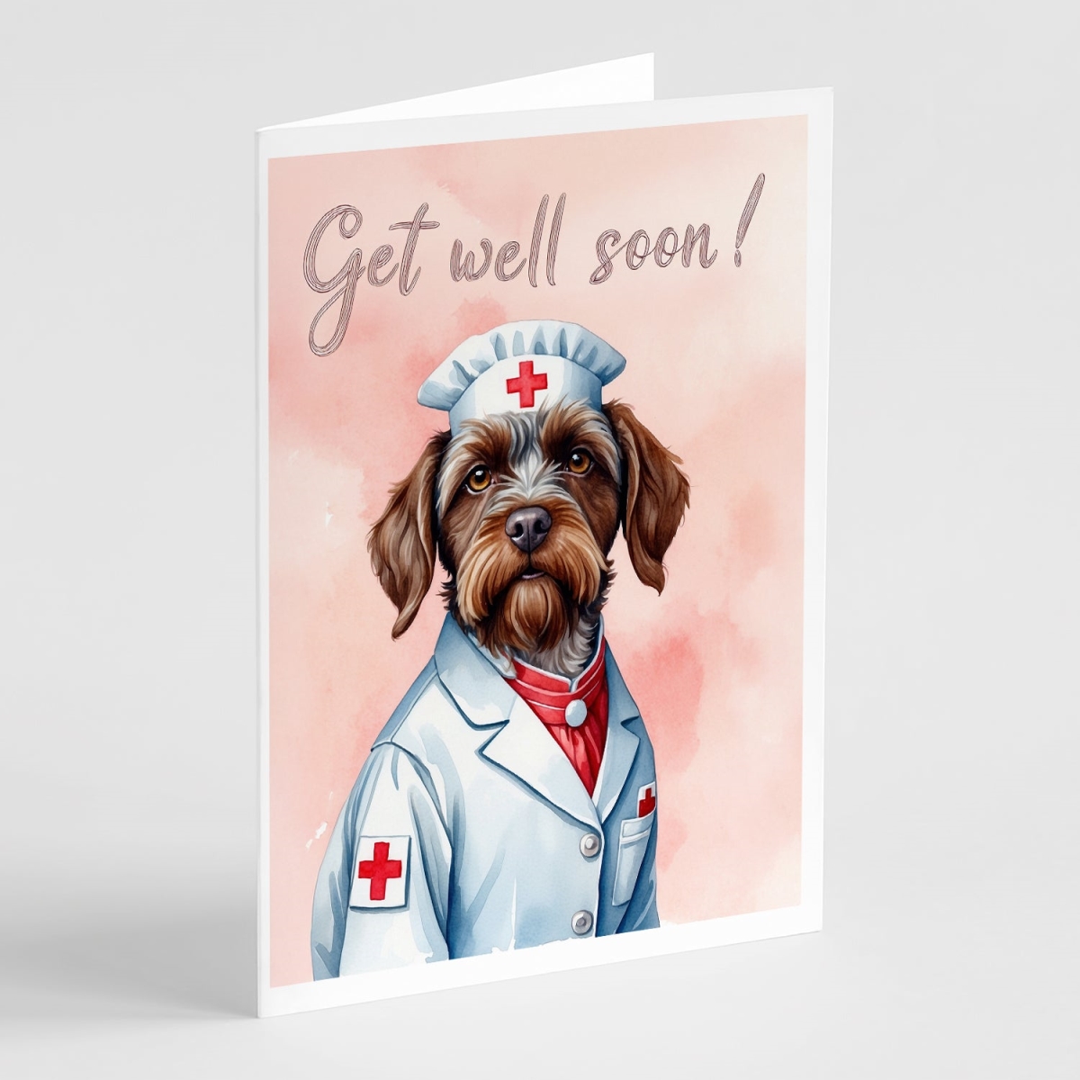 DAC8218GCA7P 5 x 7 in. Wirehaired Pointing Griffon Get Well Soon Greeting Cards - Pack of 8