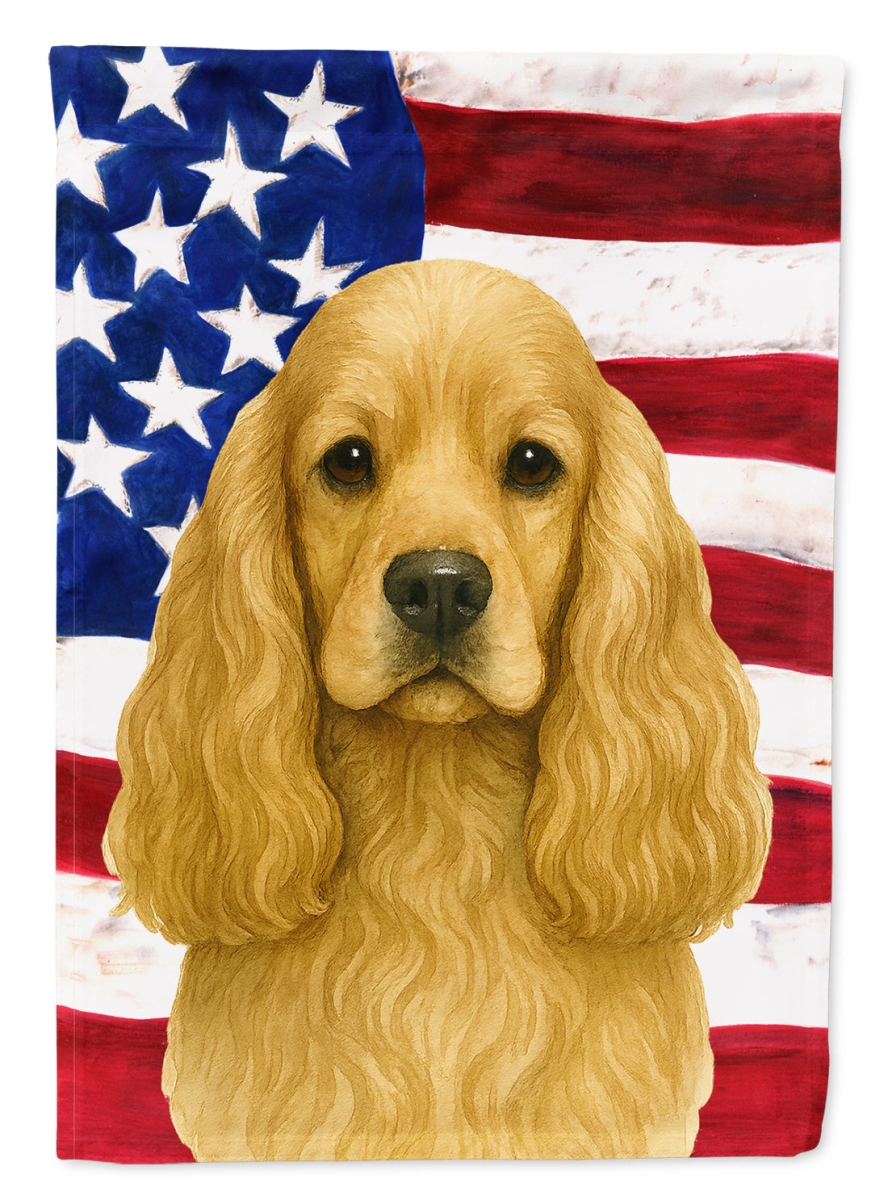 WDK6160CHF 40 x 28 in. Buff Cocker Spaniel American Flag House Flag