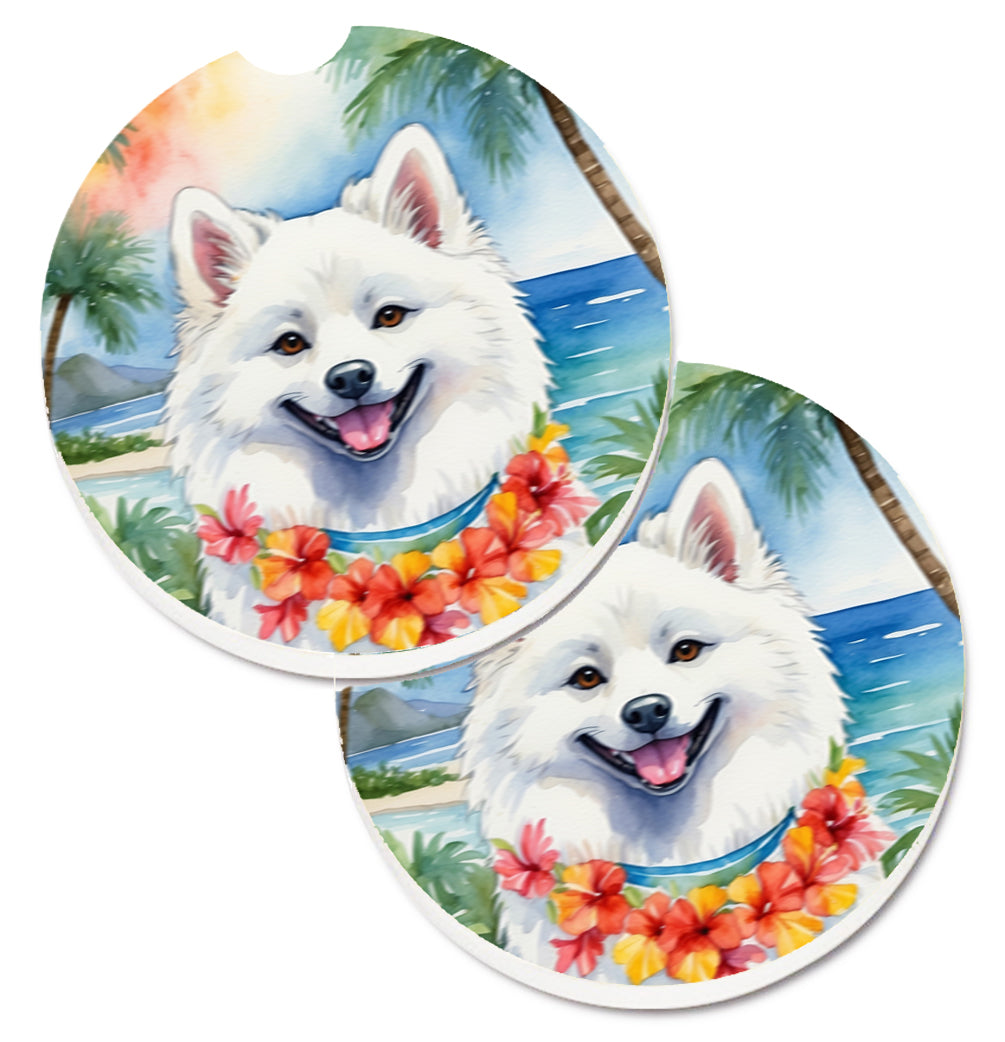 DAC6352CARC 2.5 x 2.5 in. American Eskimo Luau Cup Holder Car Coasters - Set of 2
