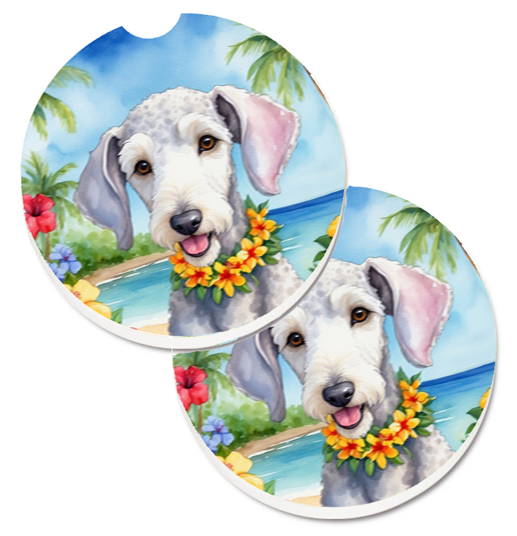 DAC6365CARC 2.5 x 2.5 in. Bedlington Terrier Luau Cup Holder Car Coasters - Set of 2