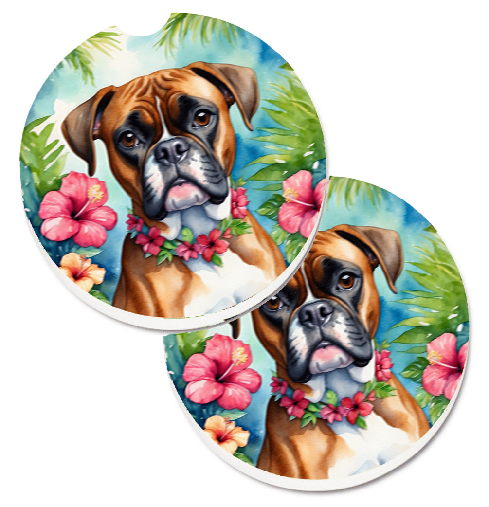 DAC6388CARC 2.5 x 2.5 in. Boxer Luau Cup Holder Car Coasters - Set of 2