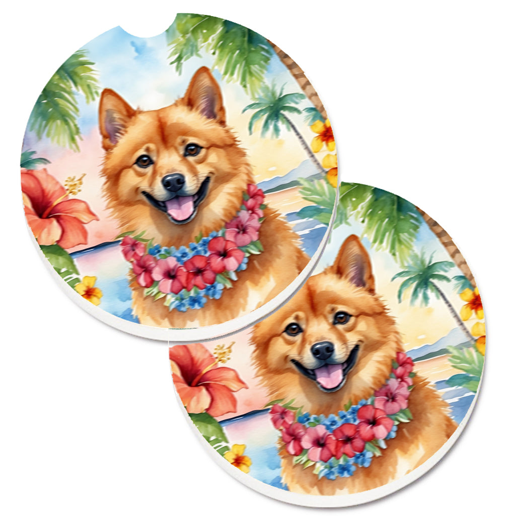 DAC6431CARC 2.5 x 2.5 in. Finnish Spitz Luau Cup Holder Car Coasters - Set of 2