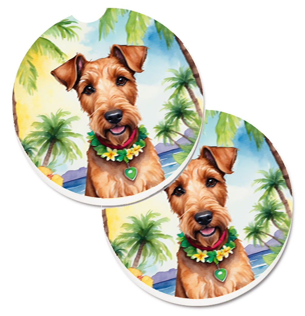 DAC6453CARC 2.5 x 2.5 in. Irish Terrier Luau Cup Holder Car Coasters - Set of 2