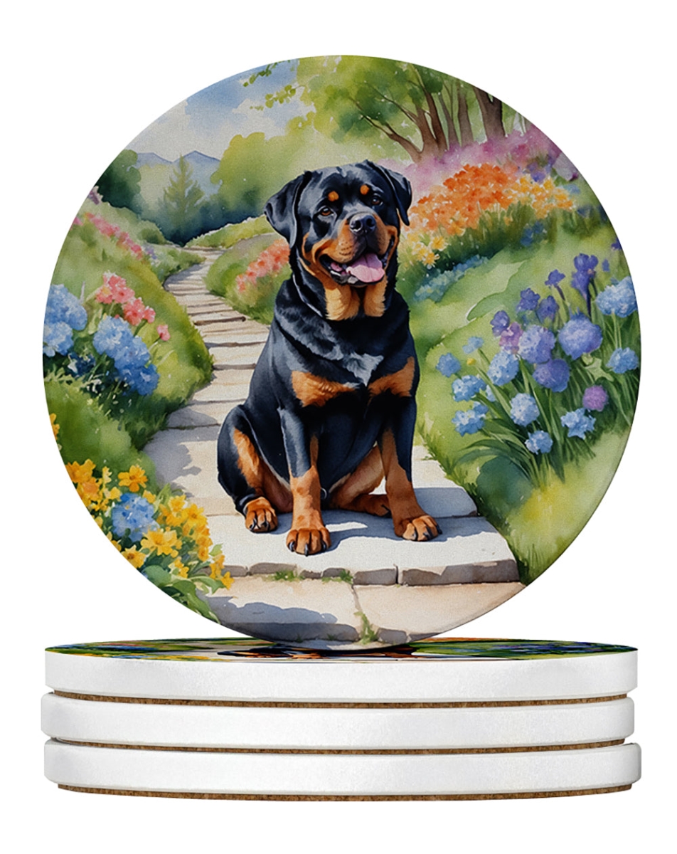 DAC6705RCS4 4 x 4 in. Rottweiler Spring Path Sandstone Coasters - Large - Pack of 4