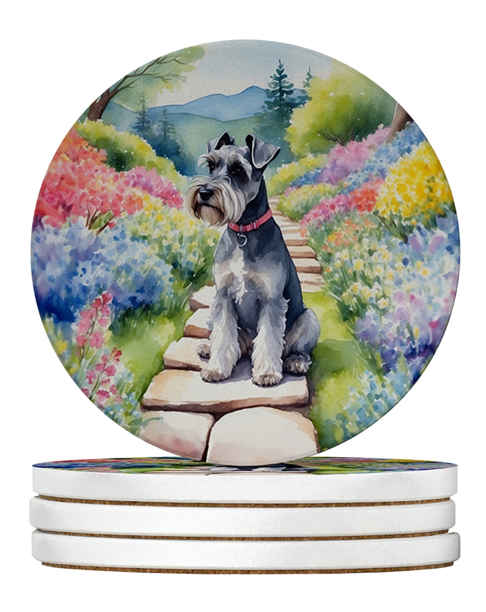 DAC6709RCS4 4 x 4 in. Schnauzer Spring Path Sandstone Coasters - Large - Pack of 4