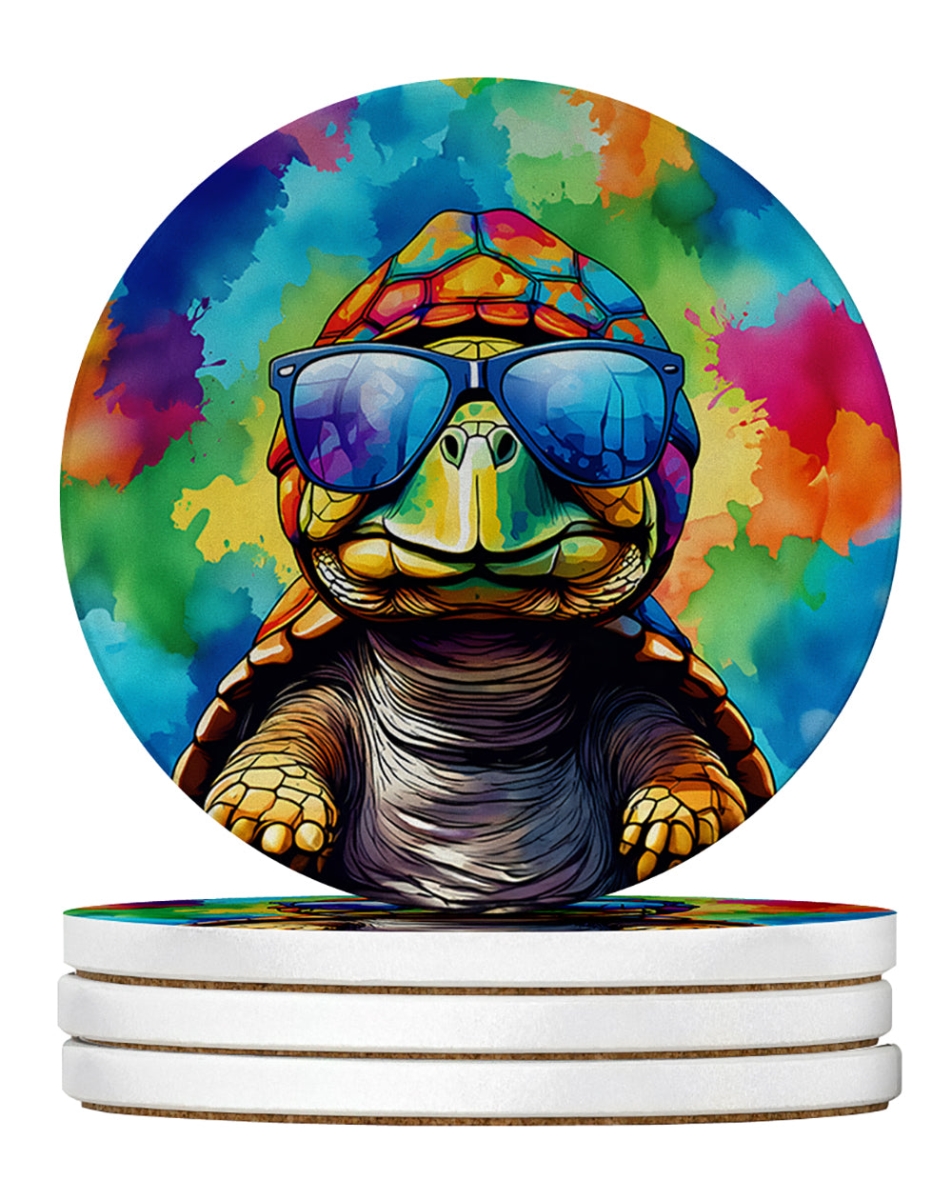 DAC4047RCS4 4 x 4 in. Hippie Animal Tortoise Turtle Sandstone Coasters - Large - Pack of 4