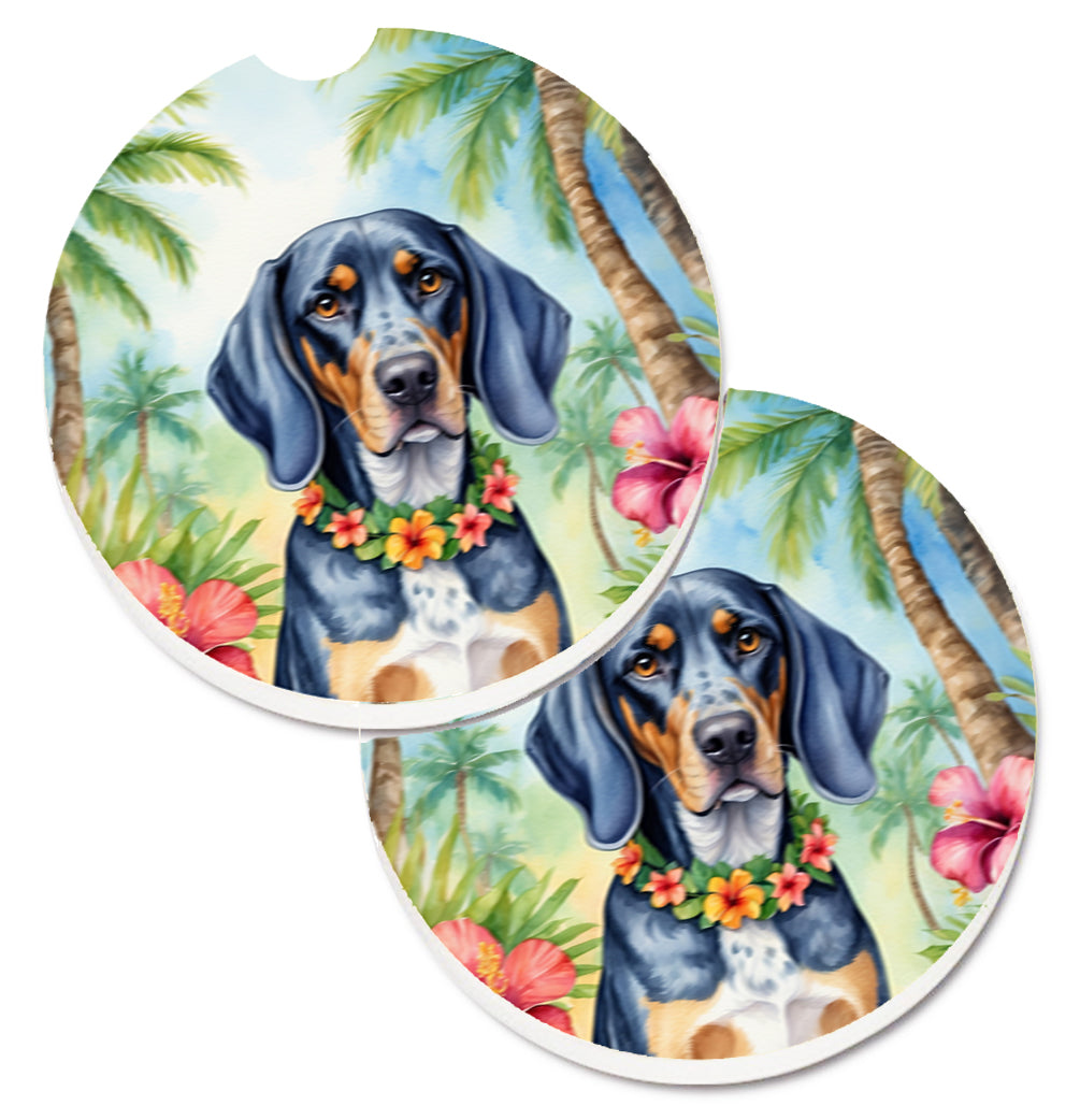 DAC6376CARC 2.5 x 2.5 in. Bluetick Coonhound Luau Cup Holder Car Coasters - Set of 2