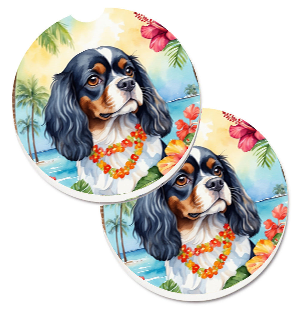 DAC6400CARC 2.5 x 2.5 in. Cavalier Spaniel Luau Cup Holder Car Coasters - Set of 2
