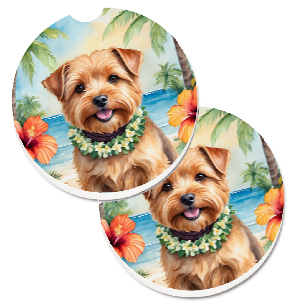 DAC6480CARC 2.5 x 2.5 in. Norfolk Terrier Luau Cup Holder Car Coasters - Set of 2