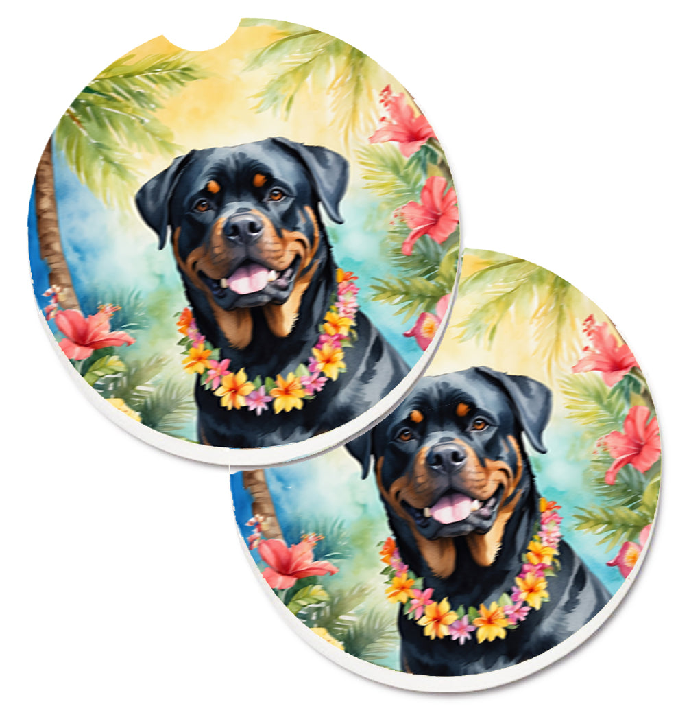 DAC6508CARC 2.5 x 2.5 in. Rottweiler Luau Cup Holder Car Coasters - Set of 2