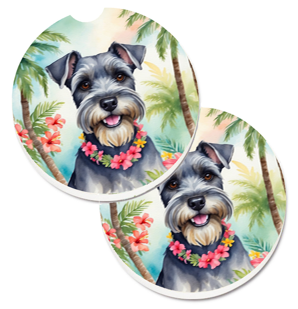 DAC6514CARC 2.5 x 2.5 in. Schnauzer Luau Cup Holder Car Coasters - Set of 2