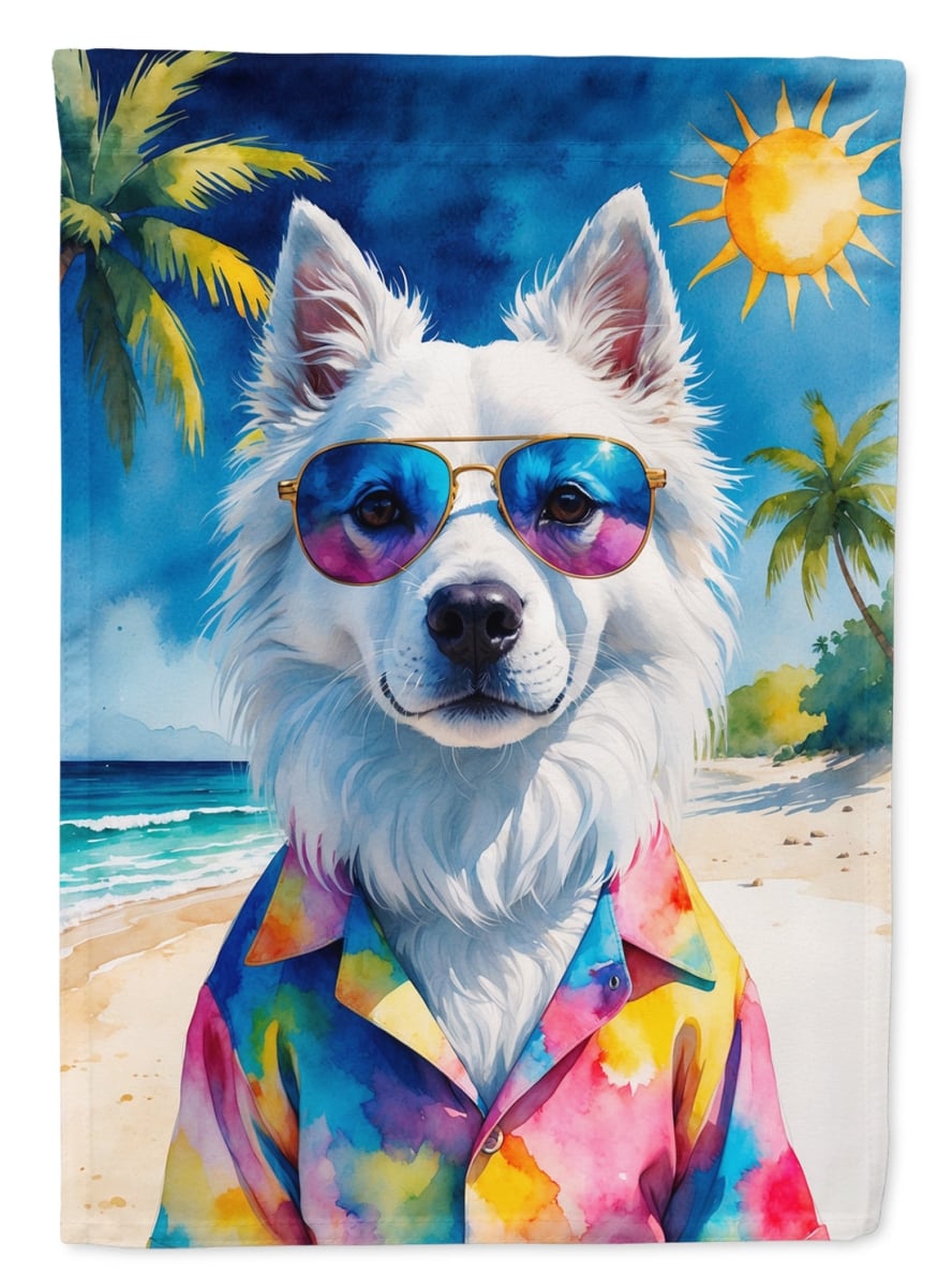DAC8253CHF 40 x 28 in. American Eskimo Summer Beach Time House Flag