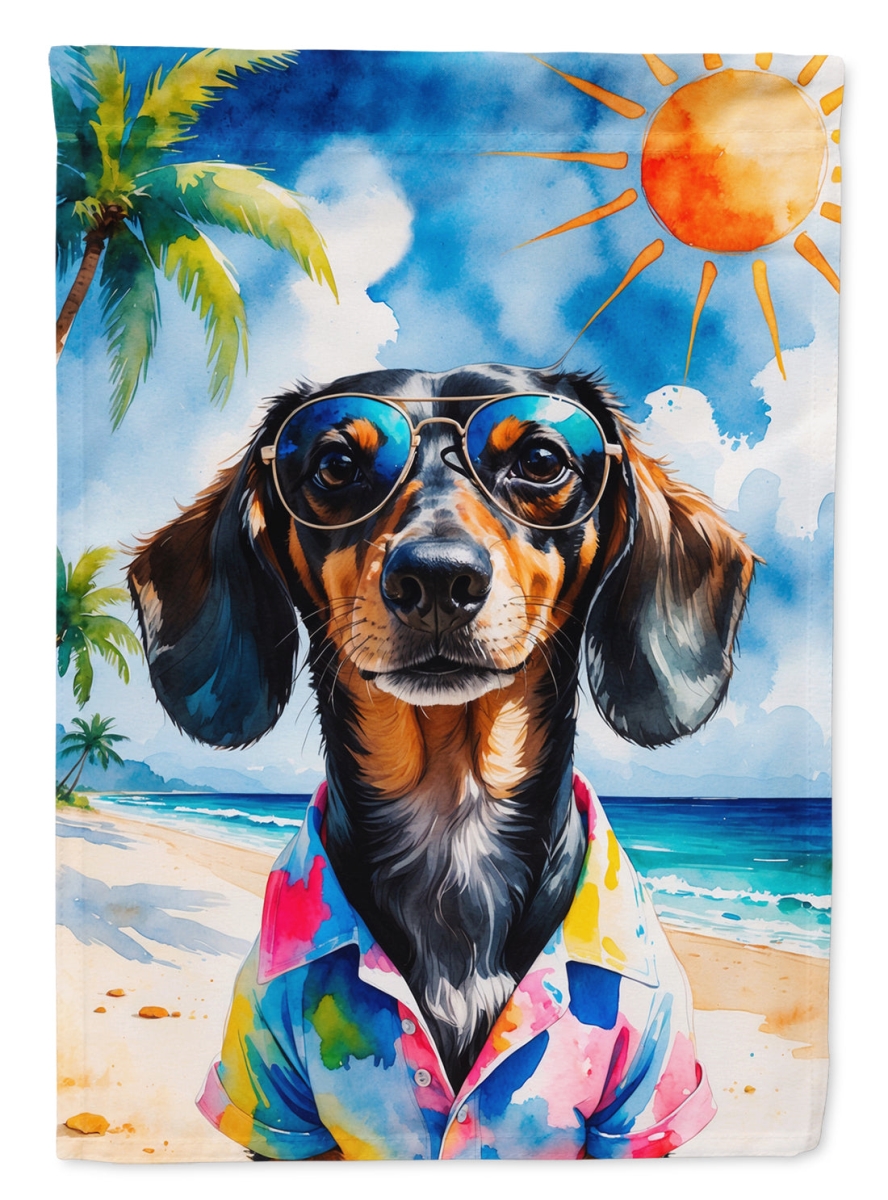 DAC8273CHF 40 x 28 in. Dachshund Summer Beach Time House Flag