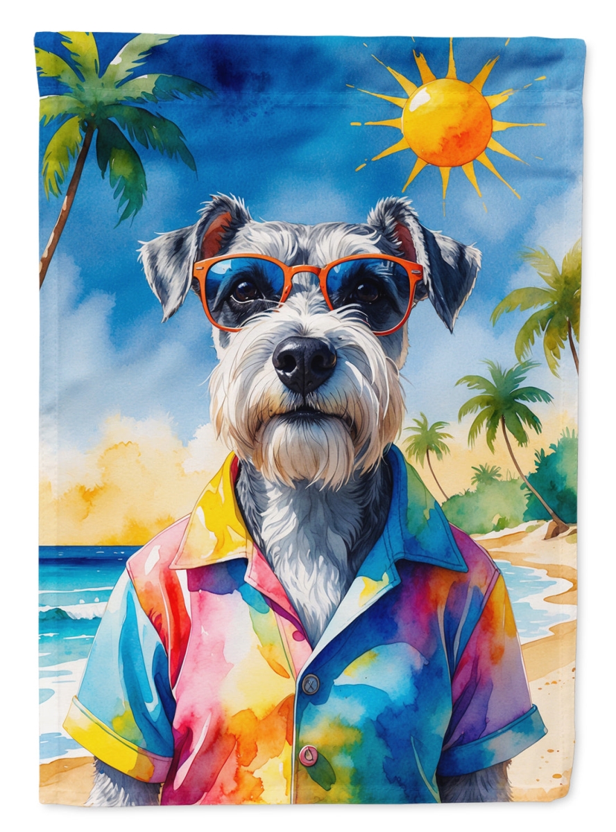DAC8292CHF 40 x 28 in. Schnauzer Summer Beach Time House Flag