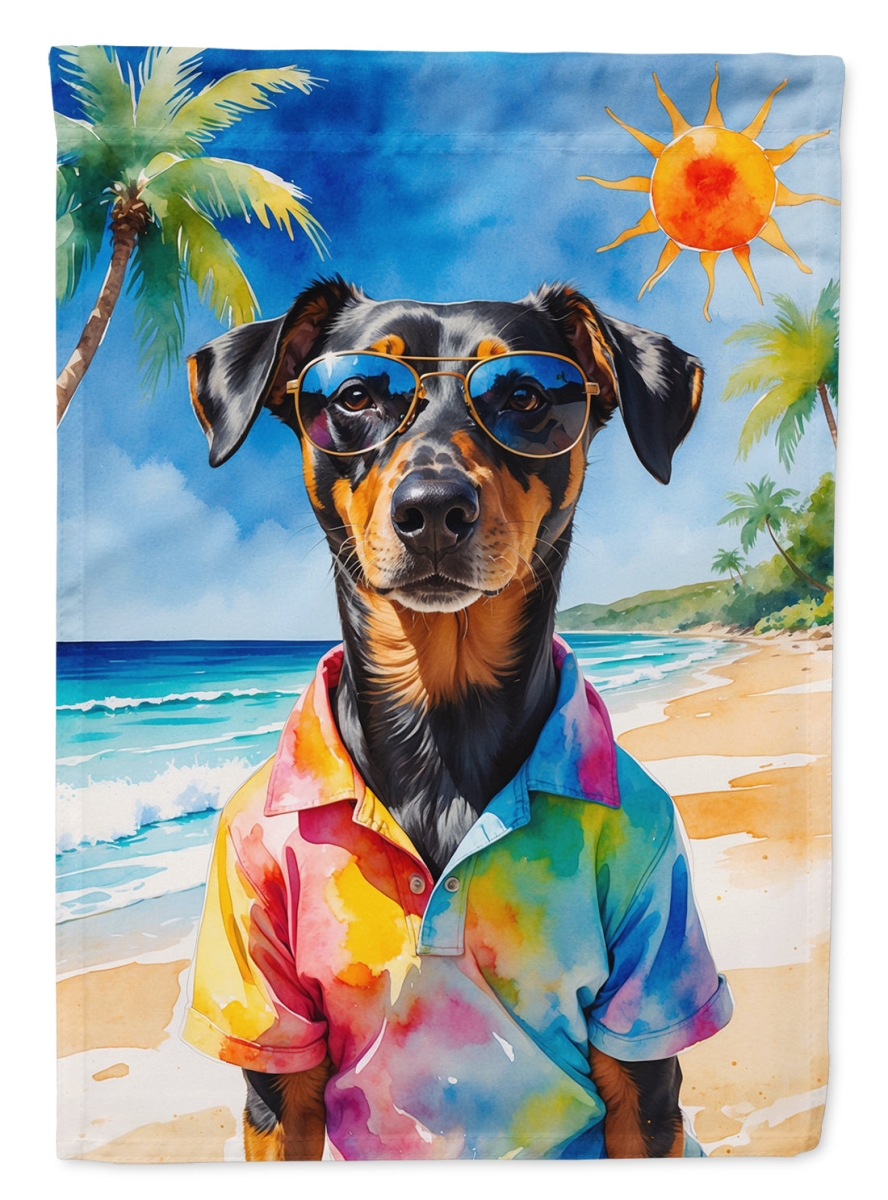 DAC8275CHF 40 x 28 in. Doberman Pinscher Summer Beach Time House Flag