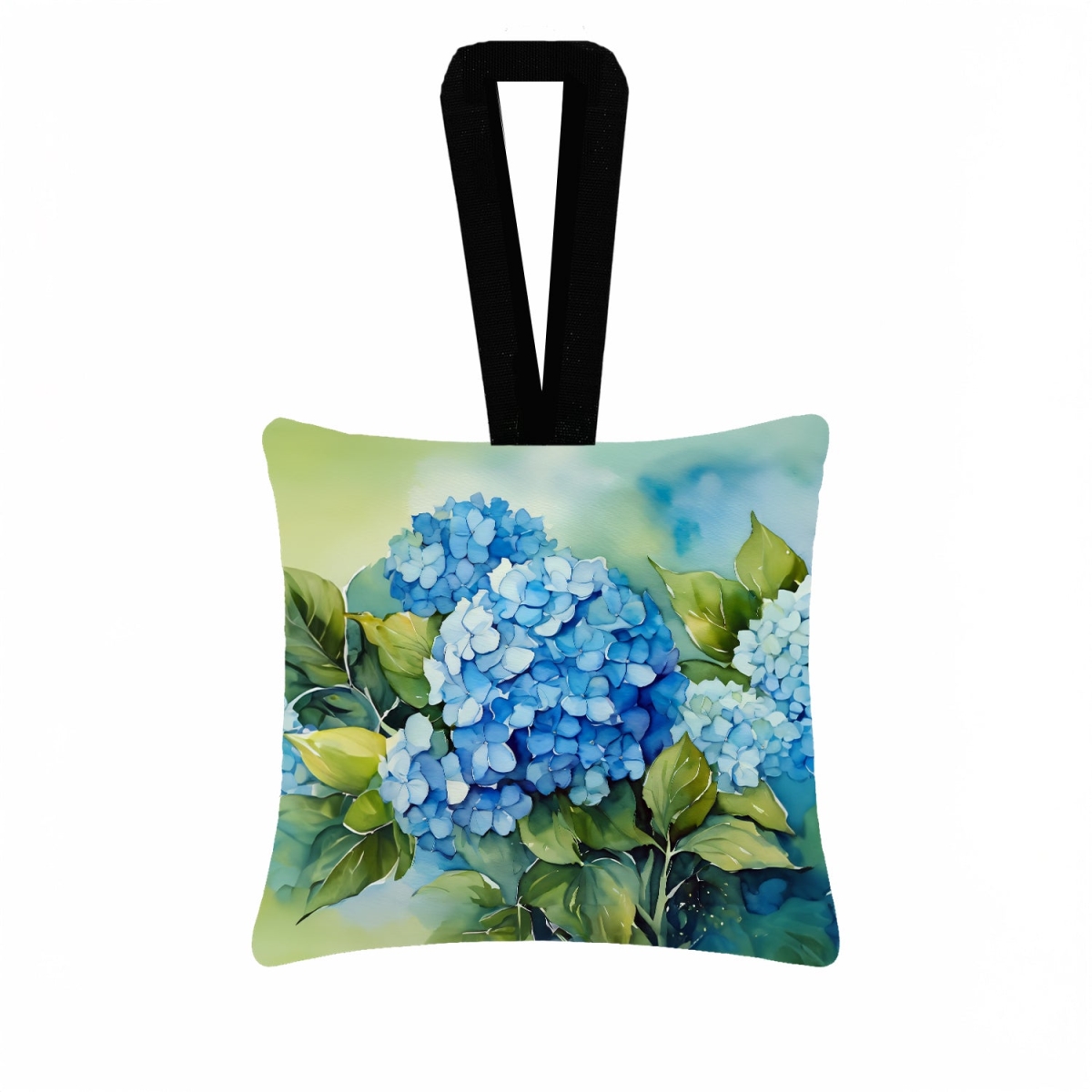 DAC1580PO3 3.5 x 3.5 in. Hydrangeas in Watercolor Hanging Square Fabric Ornament