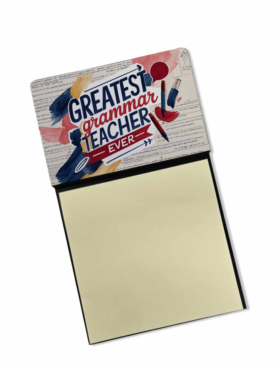 DAC8819TSN 5.25 x 3.25 in. Greatest Grammar Teacher Ever Funny Sticky Note Holder for Teachers Gift