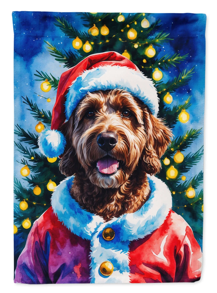 DAC8492CHF 40 x 28 in. Chocolate Labradoodle Christmas House Flag