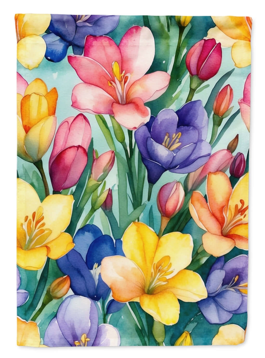 Freesia Flowers House Flag - Multi-Color - 40 x 28 in. - Durable Design