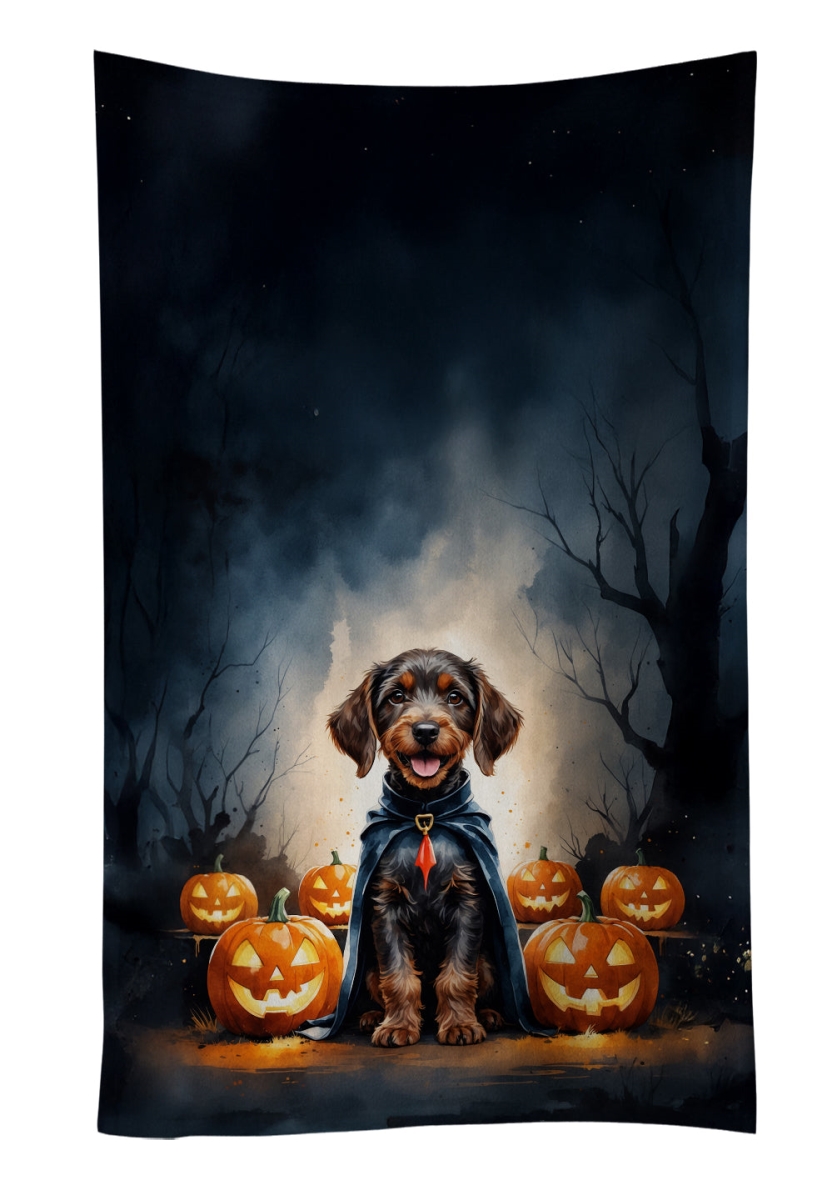 DAC8422KTWL 25 x 15 in. German Wirehaired Pointer Puppy Halloween Kitchen Towel