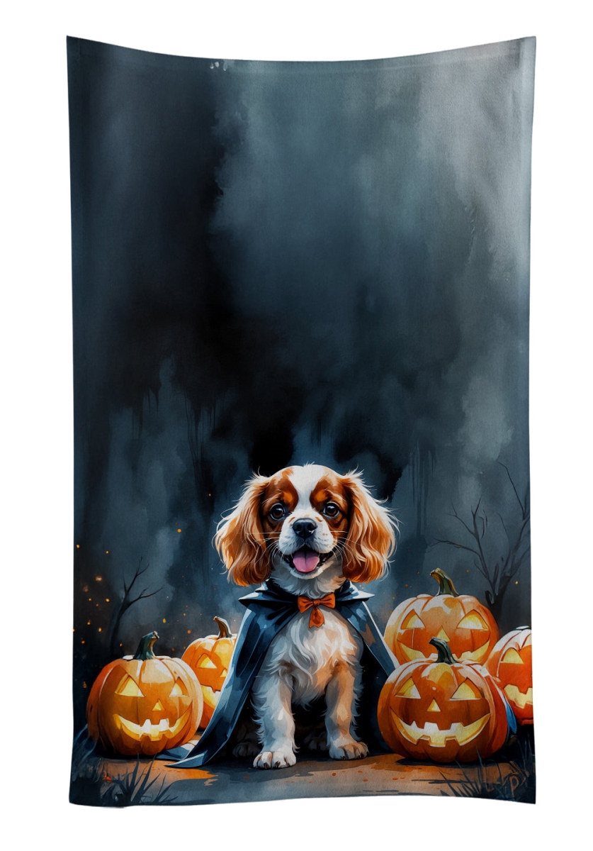 DAC8409KTWL 25 x 15 in. Cavalier Spaniel Puppy Halloween Kitchen Towel
