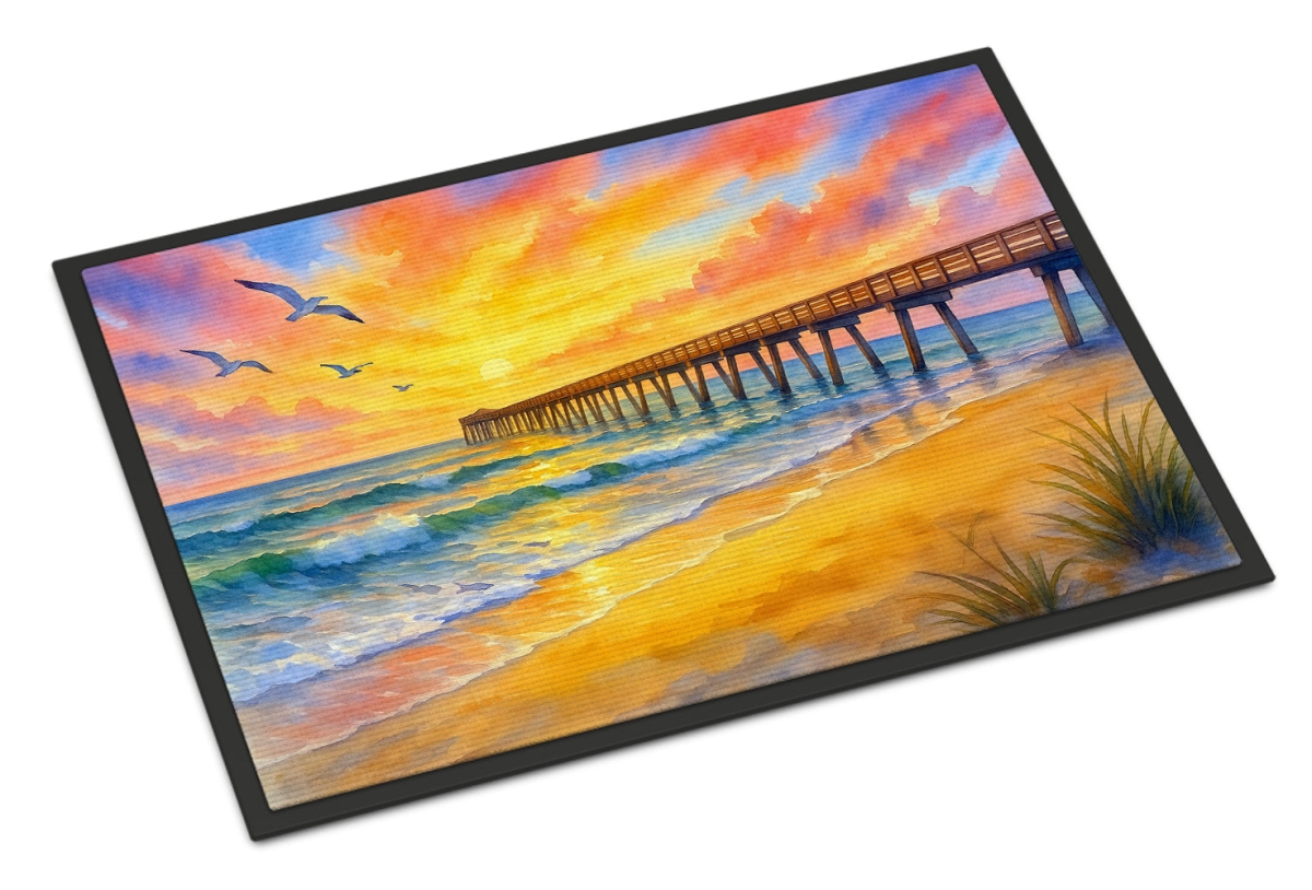 DAC8225MAT 18 x 27 in. Beach Pier at Sunrise Doormat