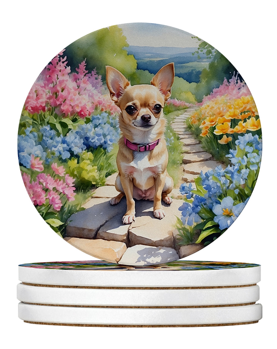 DAC6596RCS4 4 x 4 in. Chihuahua Spring Path Sandstone Coasters - Large - Pack of 4