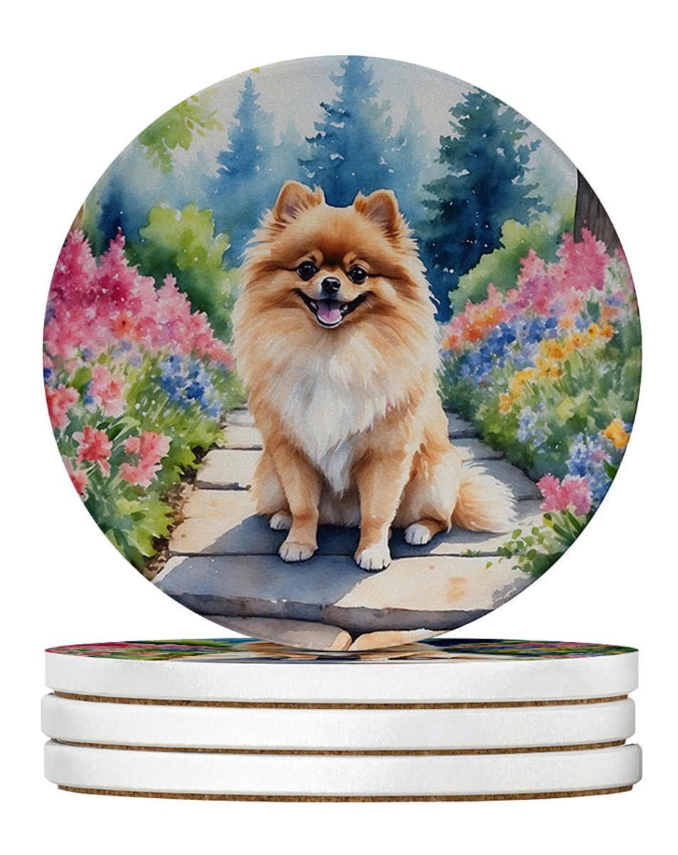 DAC6690RCS4 4 x 4 in. Pomeranian Spring Path Sandstone Coasters - Large - Pack of 4