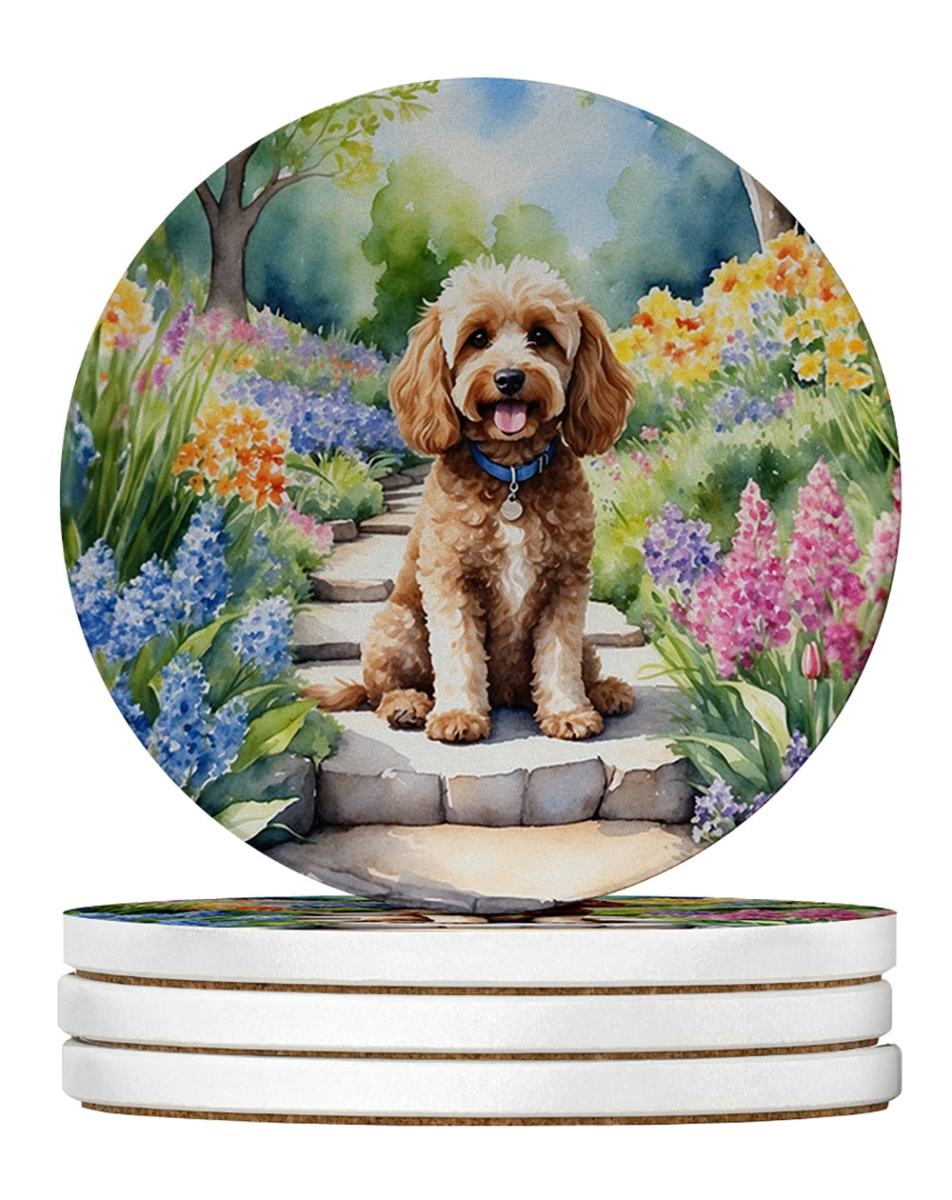 DAC6602RCS4 4 x 4 in. Cockapoo Spring Path Sandstone Coasters - Large - Pack of 4