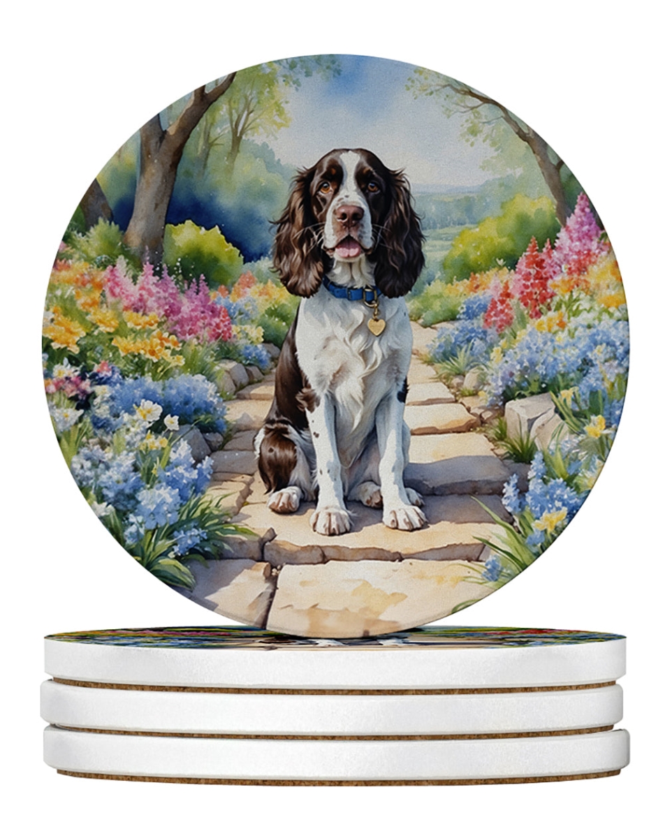 DAC6625RCS4 4 x 4 in. English Springer Spaniel Spring Path Sandstone Coasters - Large - Pack of 4