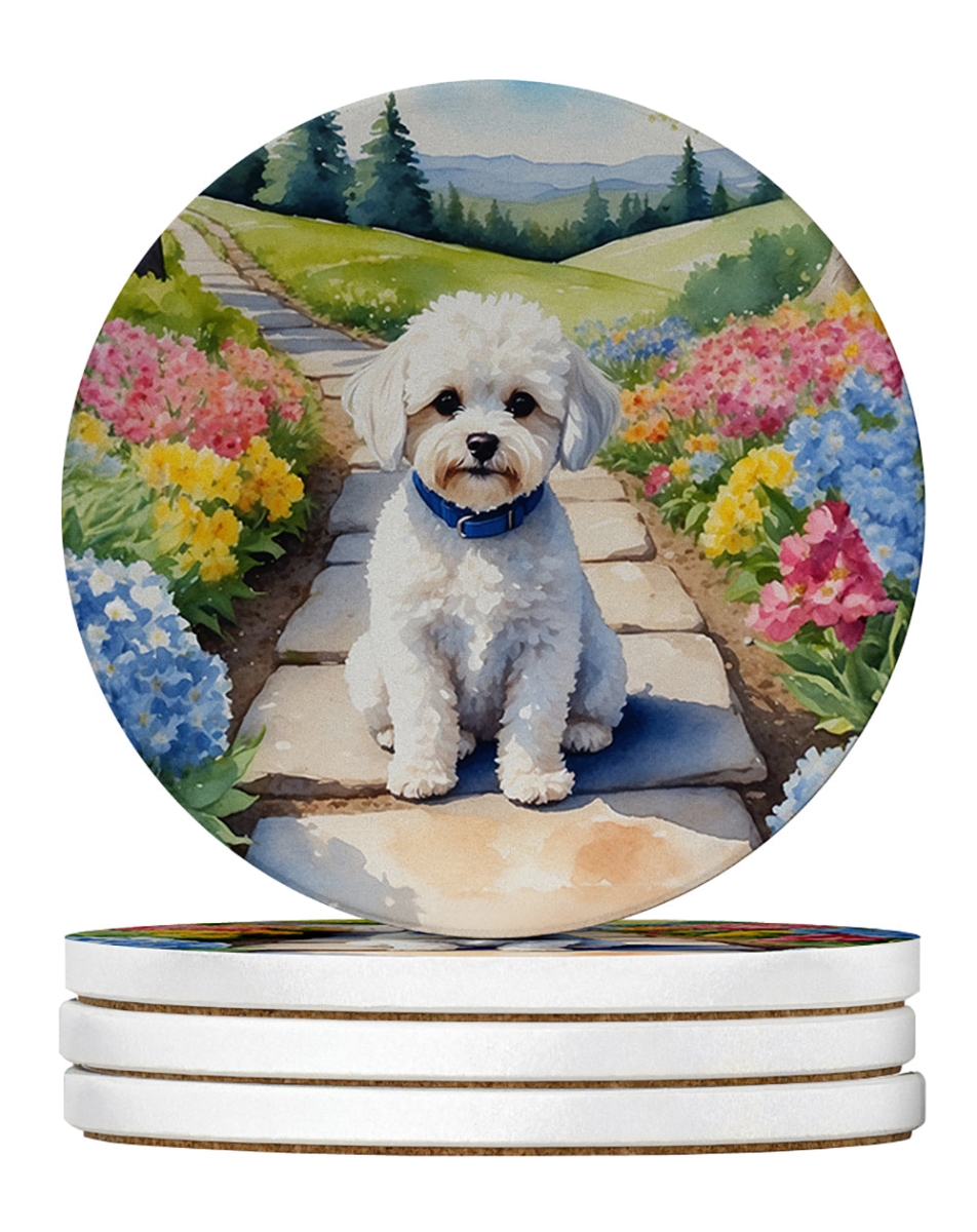 DAC6670RCS4 4 x 4 in. Maltipoo Spring Path Sandstone Coasters - Large - Pack of 4
