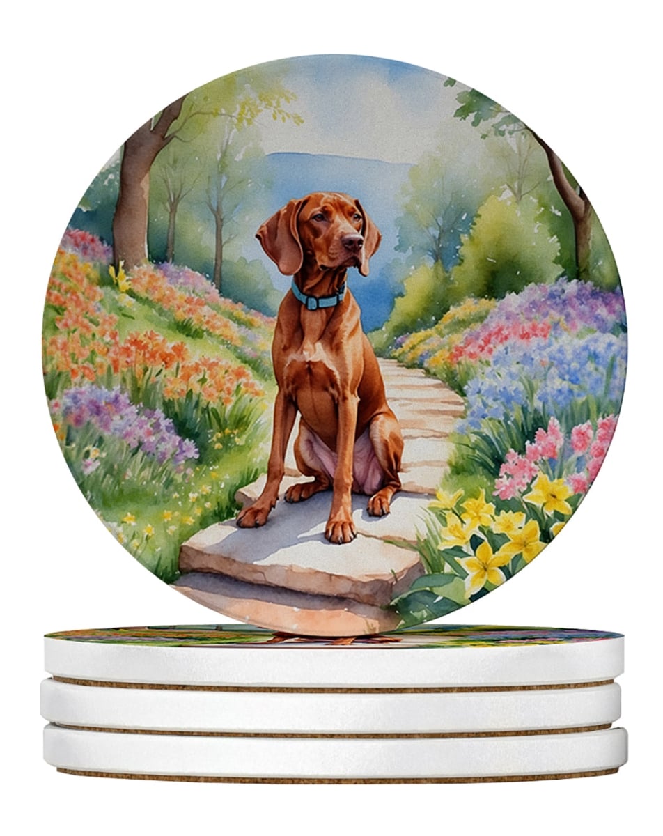 DAC6727RCS4 4 x 4 in. Vizsla Spring Path Sandstone Coasters - Large - Pack of 4