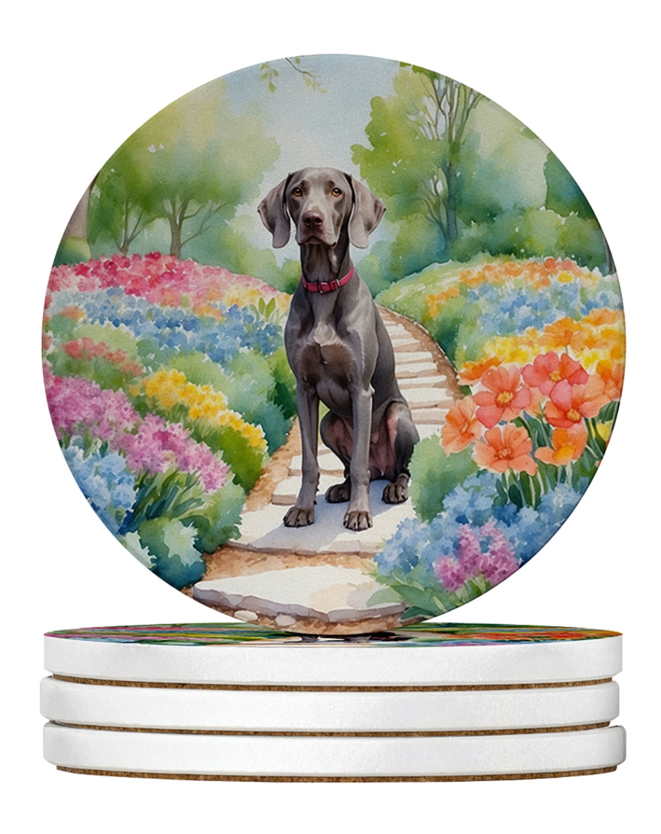 DAC6728RCS4 4 x 4 in. Weimaraner Spring Path Sandstone Coasters - Large - Pack of 4