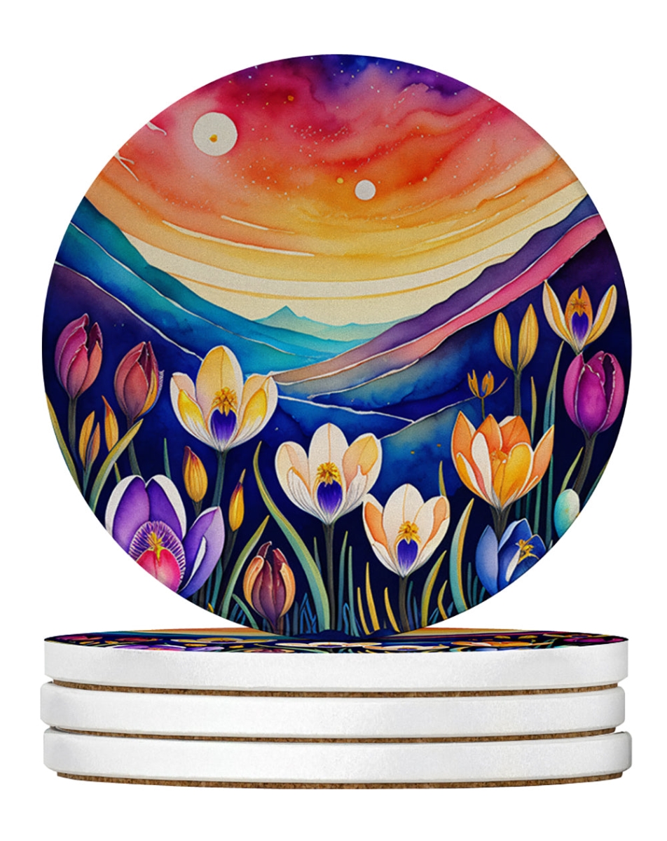 DAC1945RCS4 4 x 4 in. Colorful Crocus Sandstone Coasters - Large - Pack of 4