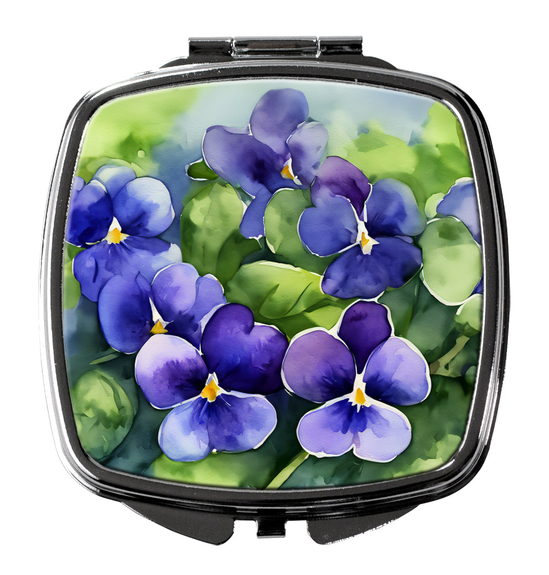 DAC1703SCM 3 x 2.75 in. Rhode Island Violets in Watercolor Compact Mirror