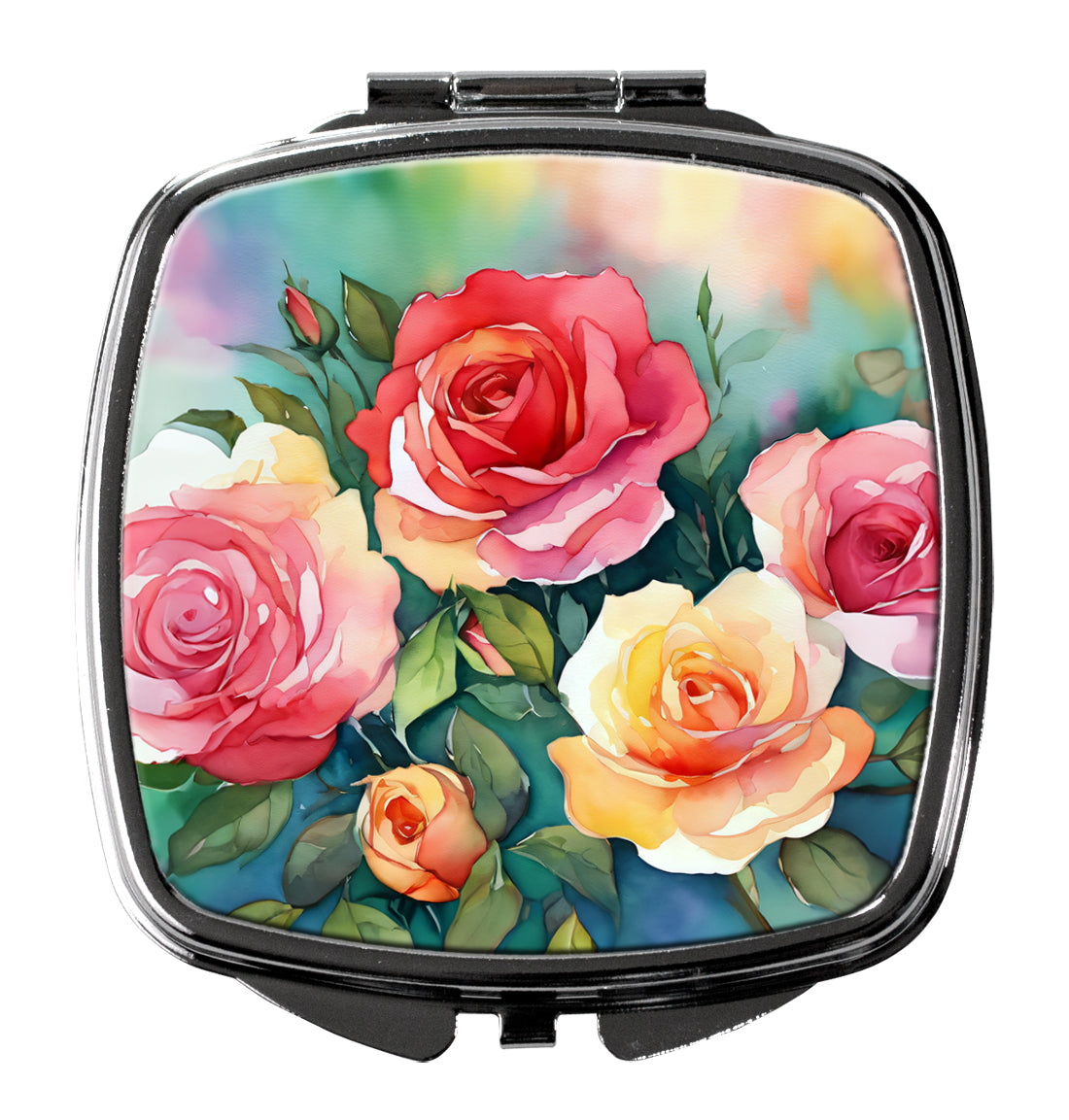 DAC1701SCM 3 x 2.75 in. Oklahoma Roses in Watercolor Compact Mirror