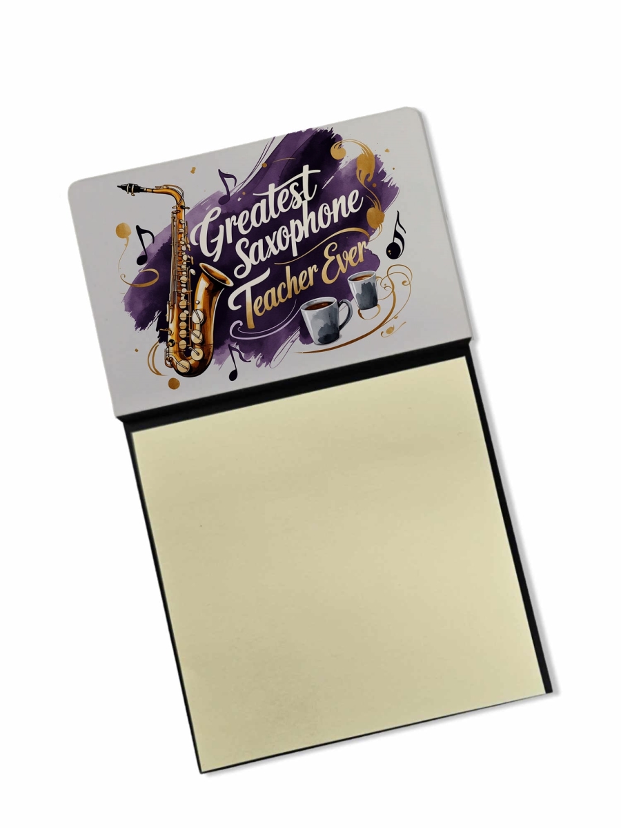 DAC8864TSN 5.25 x 3.25 in. Greatest Saxophone Teacher Ever Funny Sticky Note Holder for Teachers Gift