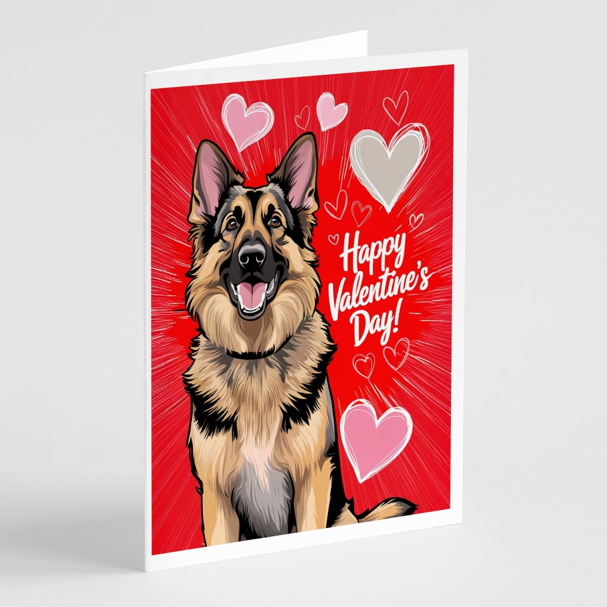 DAC7901GCA7P 5 x 7 in. German Shepherd Happy Valentines Day Greeting Cards - Pack of 8