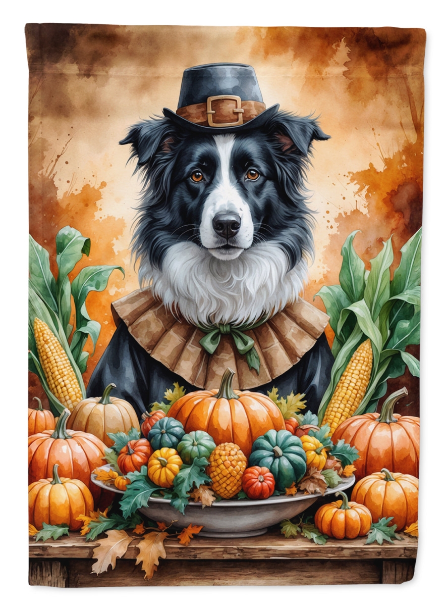 DAC8302CHF 40 x 28 in. Border Collie Thanksgiving House Flag