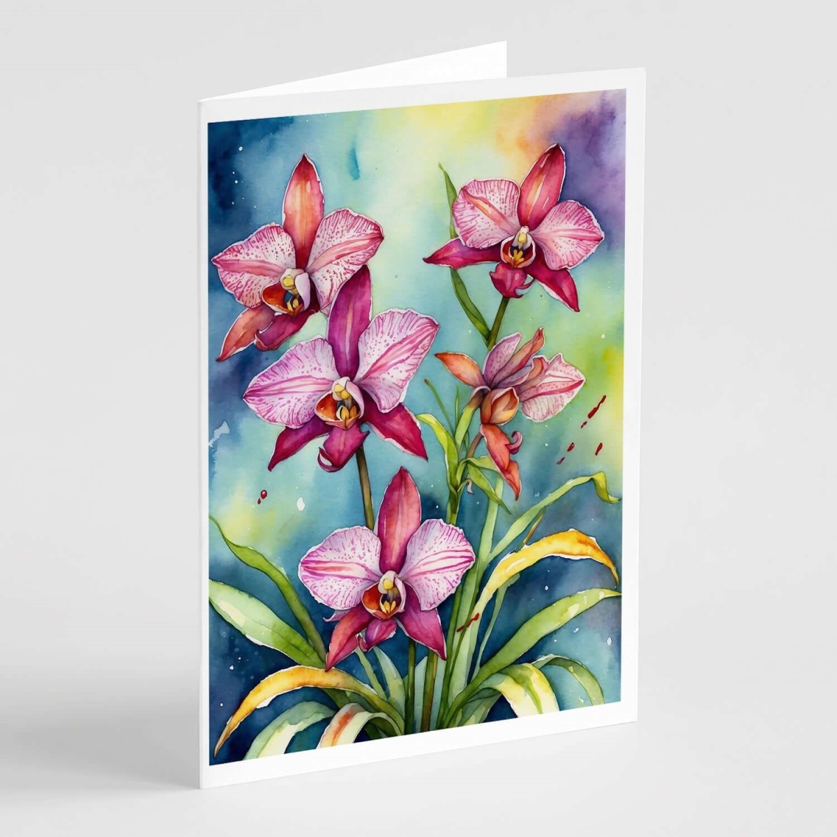 DAC8607GCA7P 5 x 7 in. Orchids Greeting Cards - Pack of 8