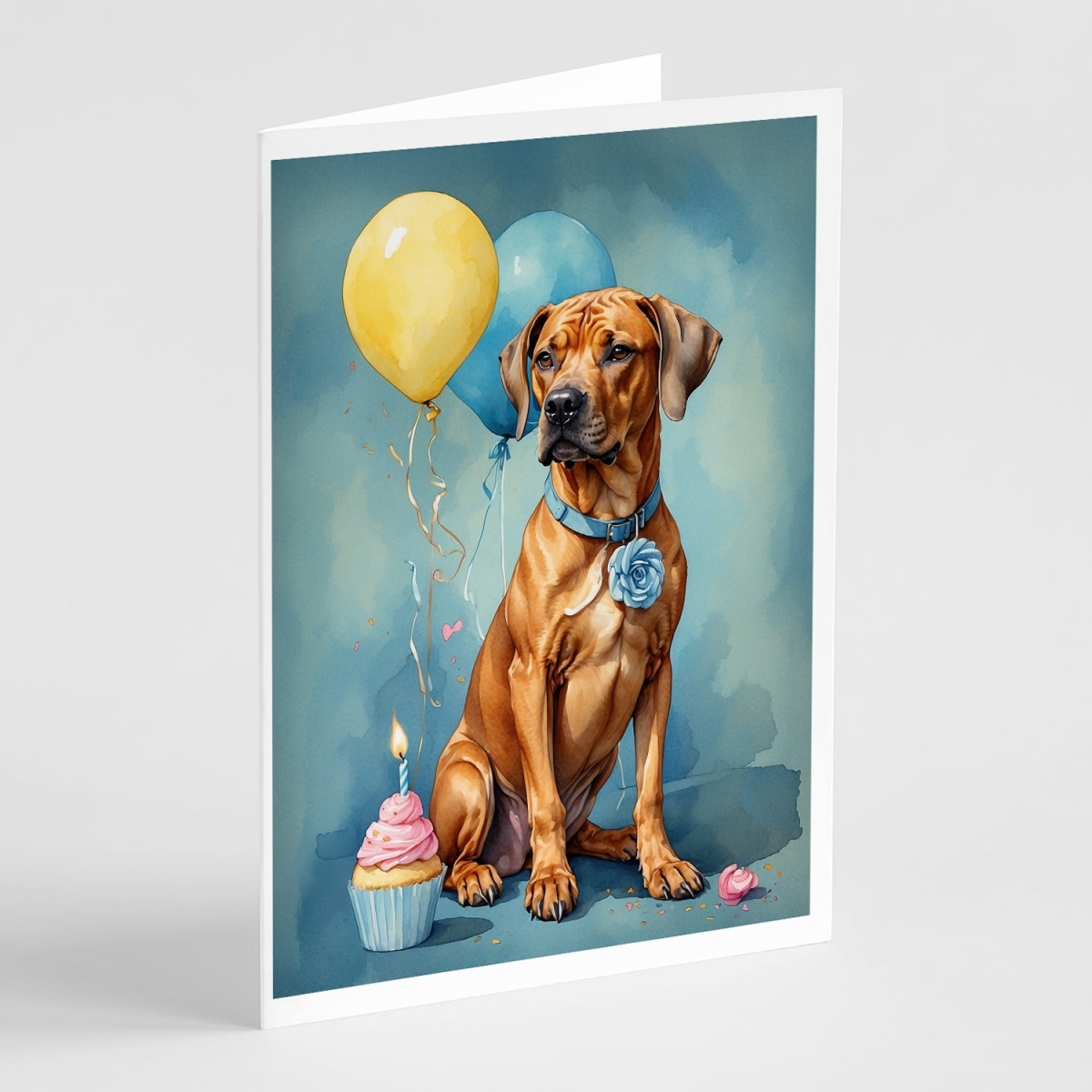 DAC8038GCA7P 5 x 7 in. Rhodesian Ridgeback Happy Birthday Greeting Cards - Pack of 8