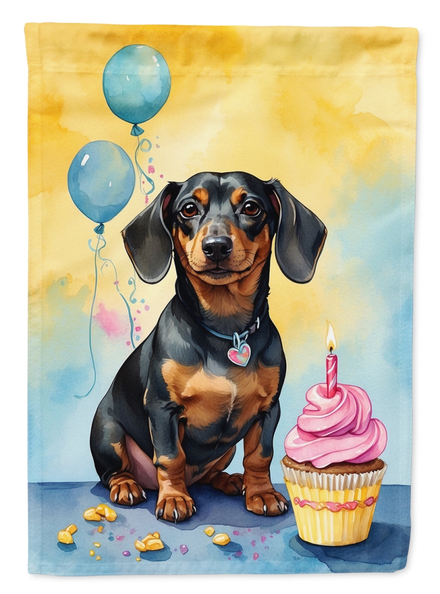 Dachshund Happy Birthday House Flag - Multi-Color - 40 x 28 in. - Durable Polyester