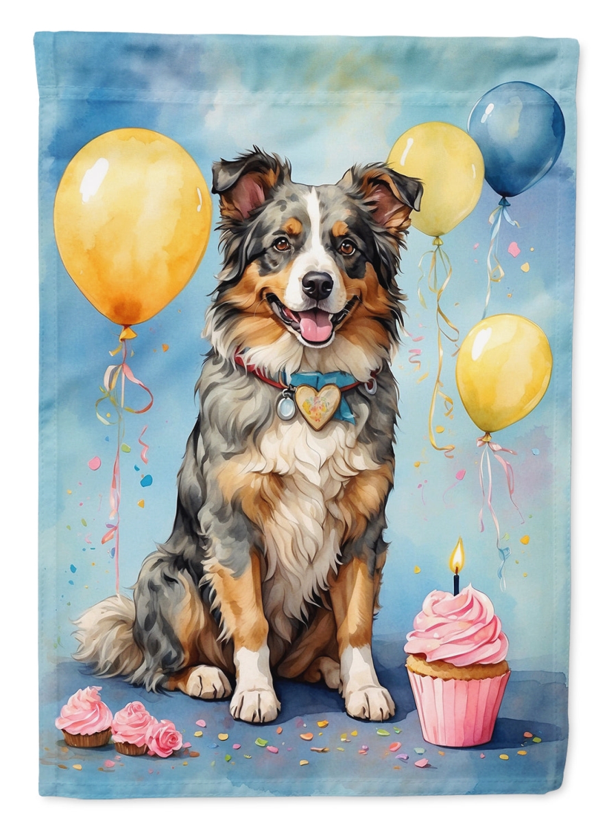 Australian Shepherd Birthday House Flag - Multi-Color - 40 x 28 in. - Double-Sided Print