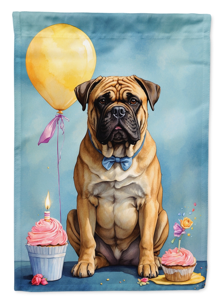 Bullmastiff Birthday House Flag - Multi-Color - 40 x 28 in. - Double-Sided Design