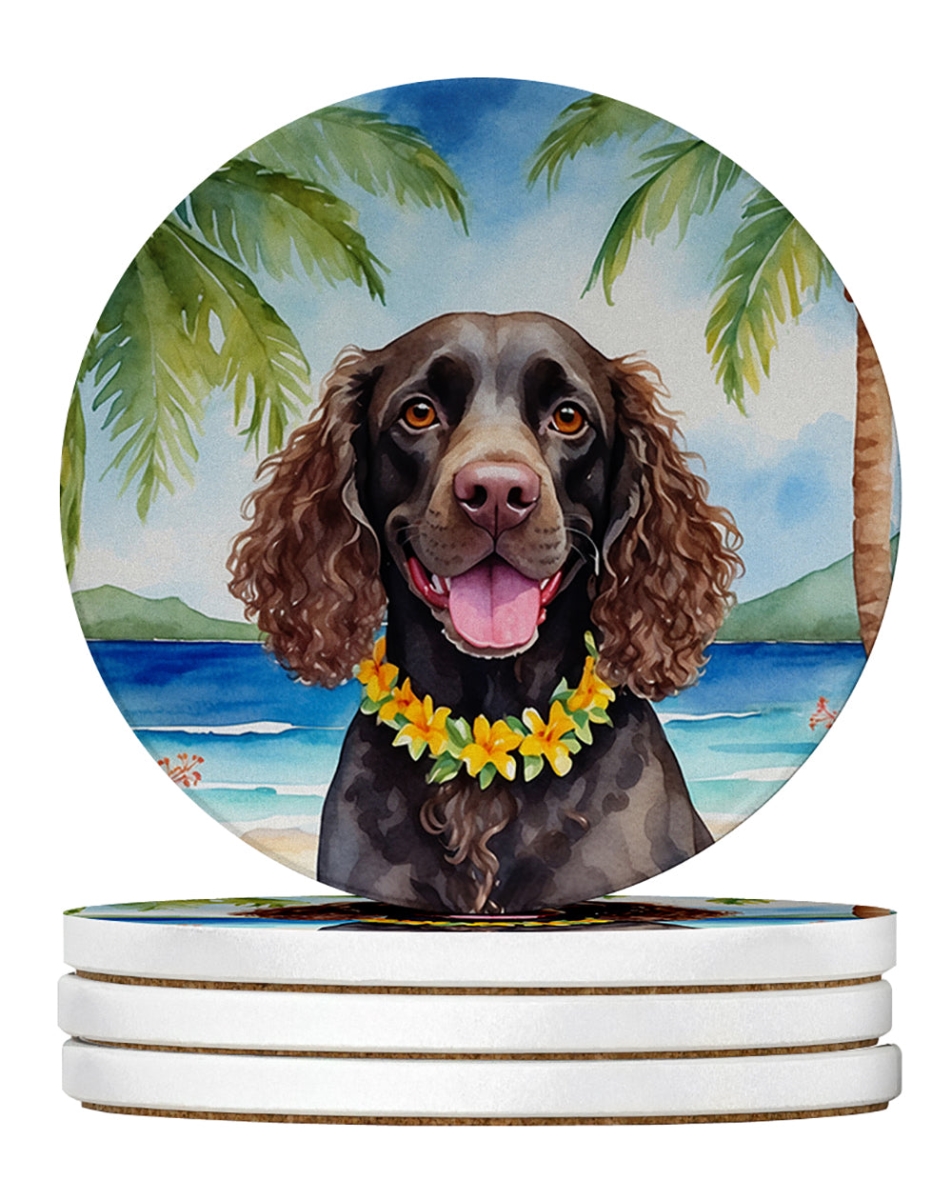 DAC6355RCS4 4 x 4 in. American Water Spaniel Luau Sandstone Coasters - Large - Pack of 4