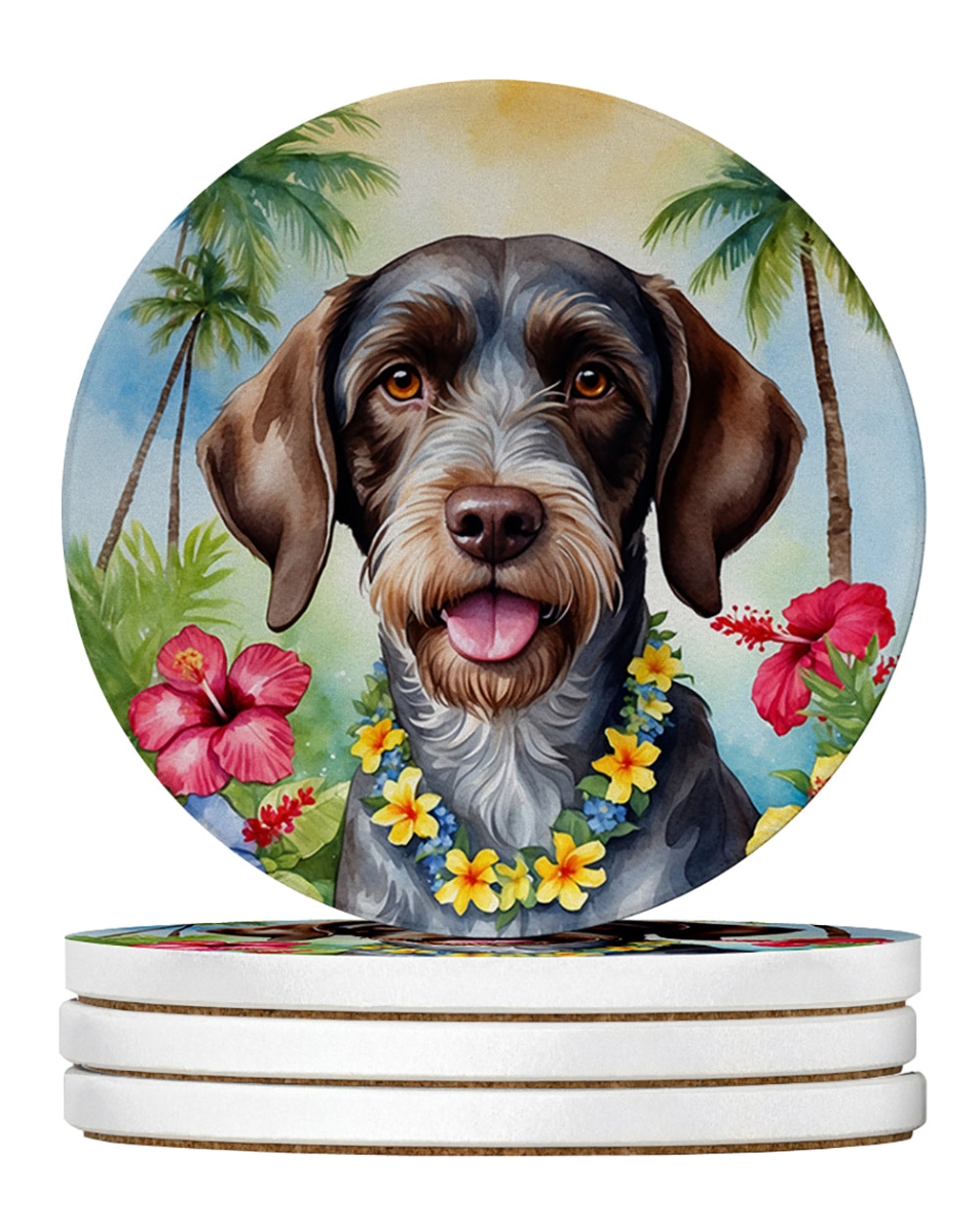 DAC6440RCS4 4 x 4 in. German Wirehaired Pointer Luau Sandstone Coasters - Large - Pack of 4