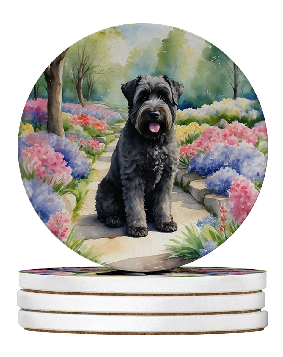 DAC6579RCS4 4 x 4 in. Bouvier des Flandres Spring Path Sandstone Coasters - Large - Pack of 4