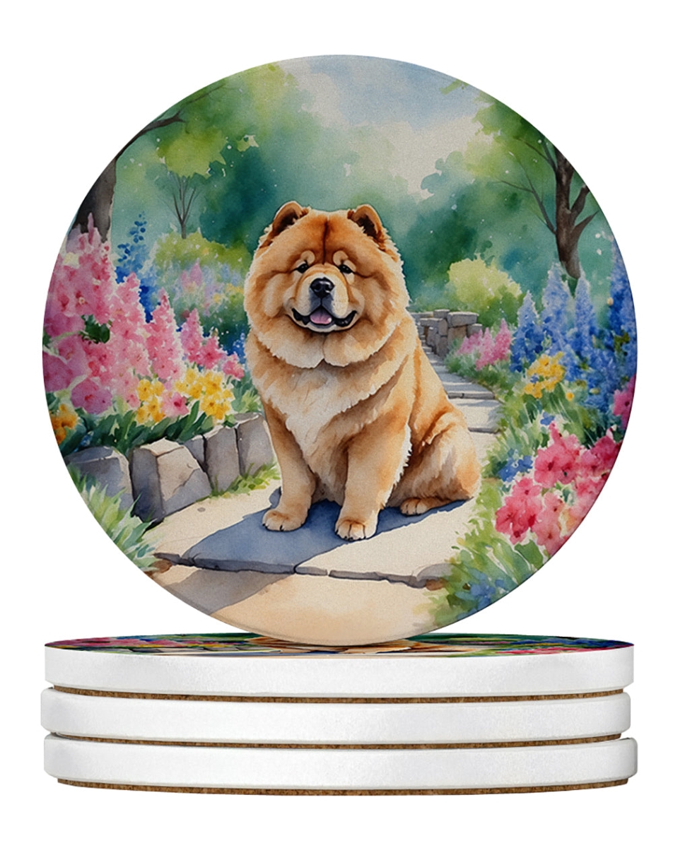DAC6599RCS4 4 x 4 in. Chow-Chow Spring Path Sandstone Coasters - Large - Pack of 4