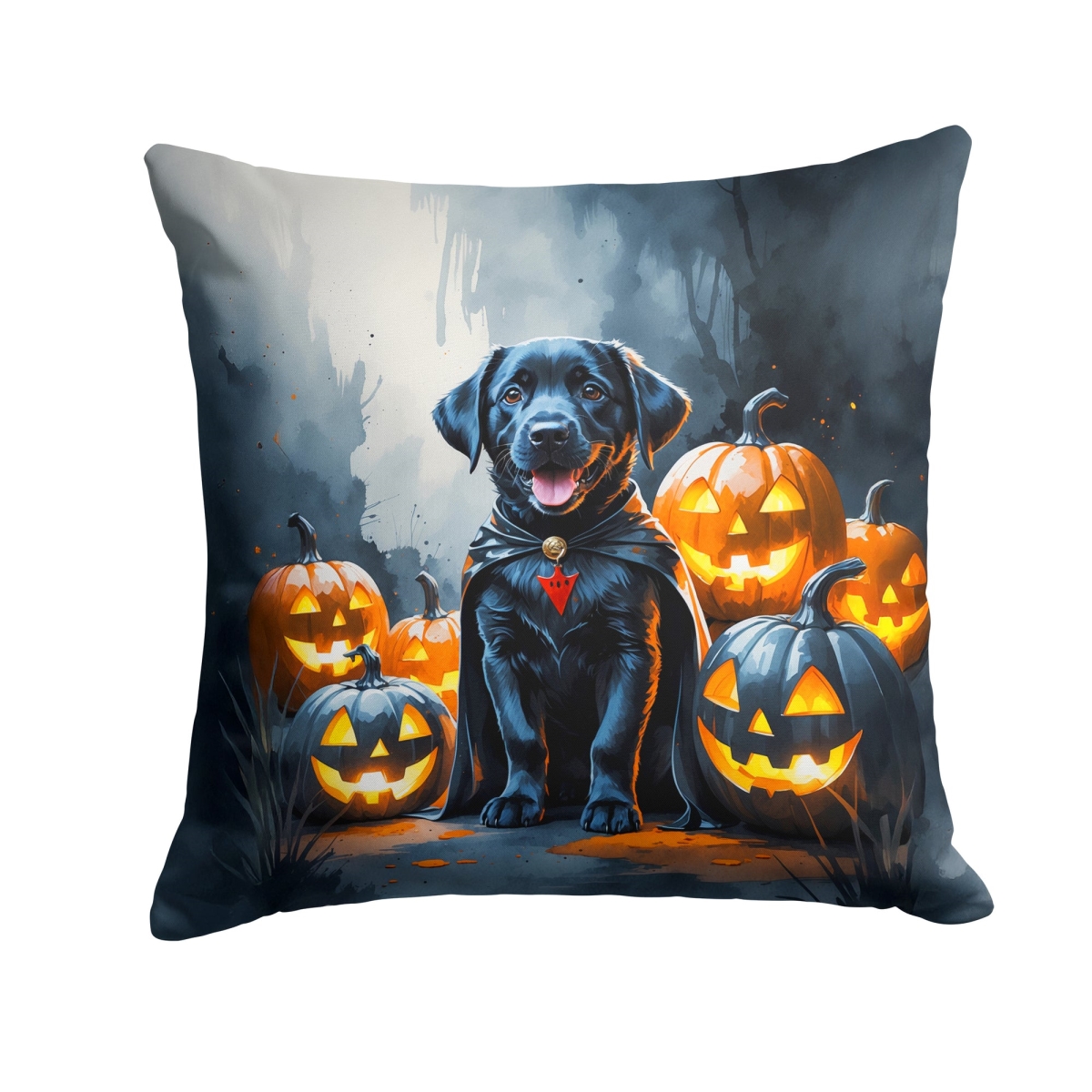 Black Labrador Retriever Halloween Pillow - 14 x 14 in. - Water-Resistant