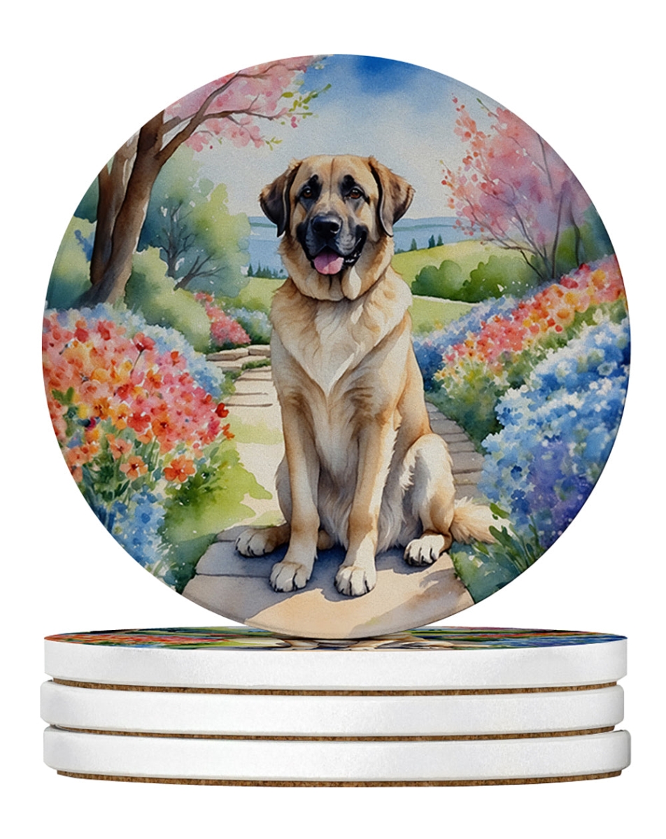 DAC6554RCS4 4 x 4 in. Anatolian Shepherd Spring Garden Sandstone Coasters - Large - Pack of 4